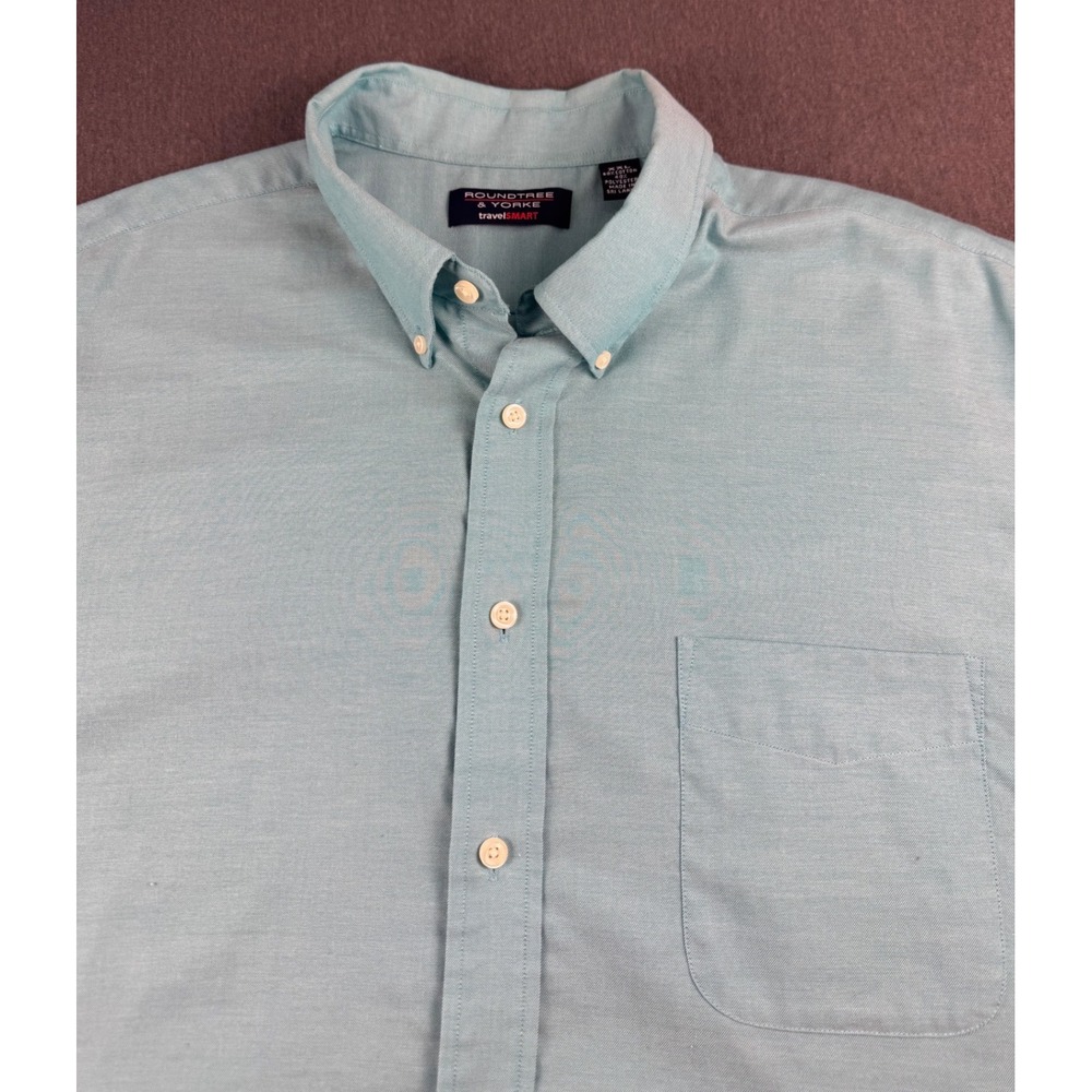 Roundtree & Yorke TravelSmart Mens XXL Teal Green Short Sleeve Button Down Shirt